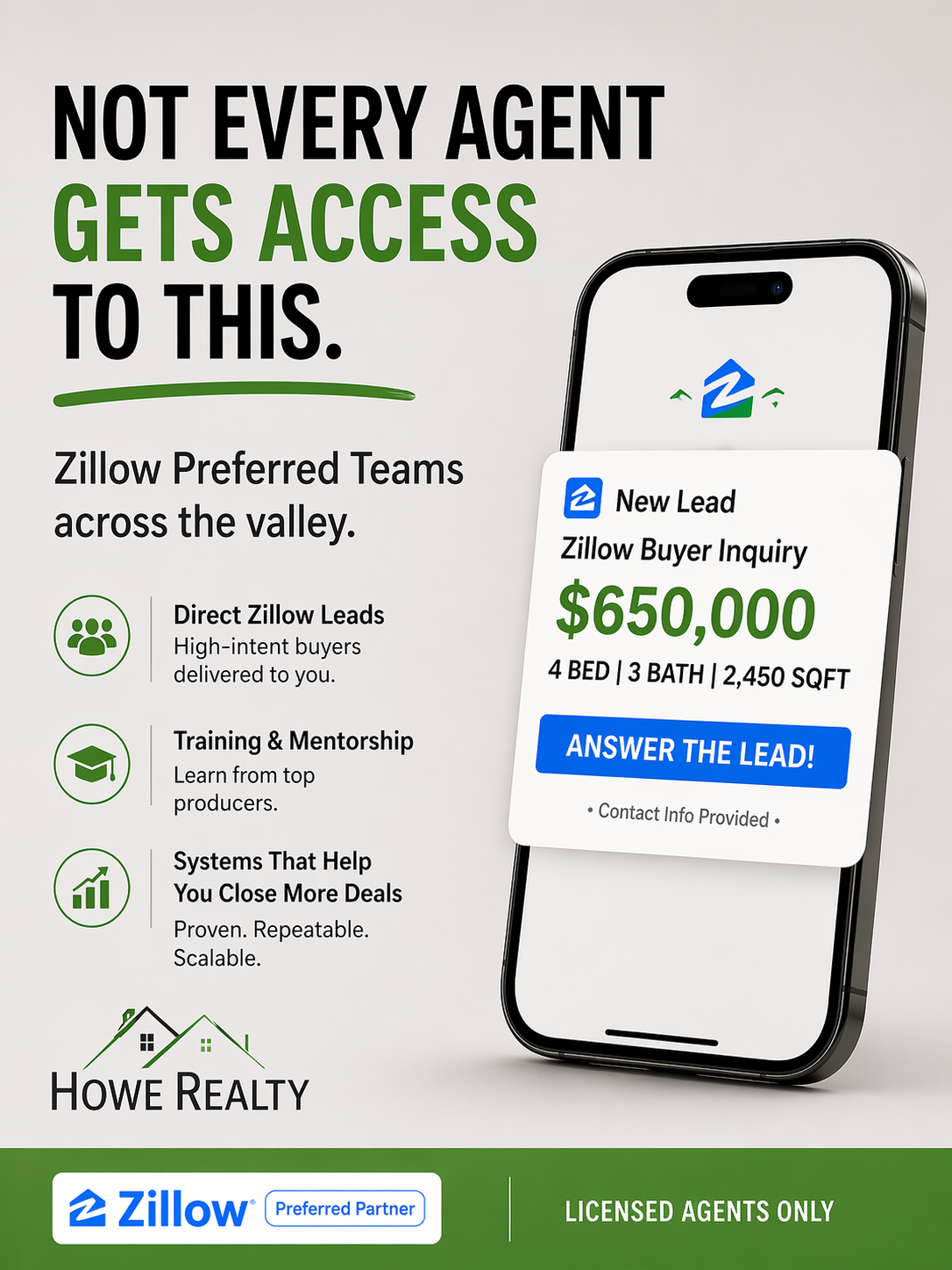 Howe Realty ad: Not every agent gets access